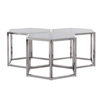 Coffee Table Penta Silver Set of 3 hexagon